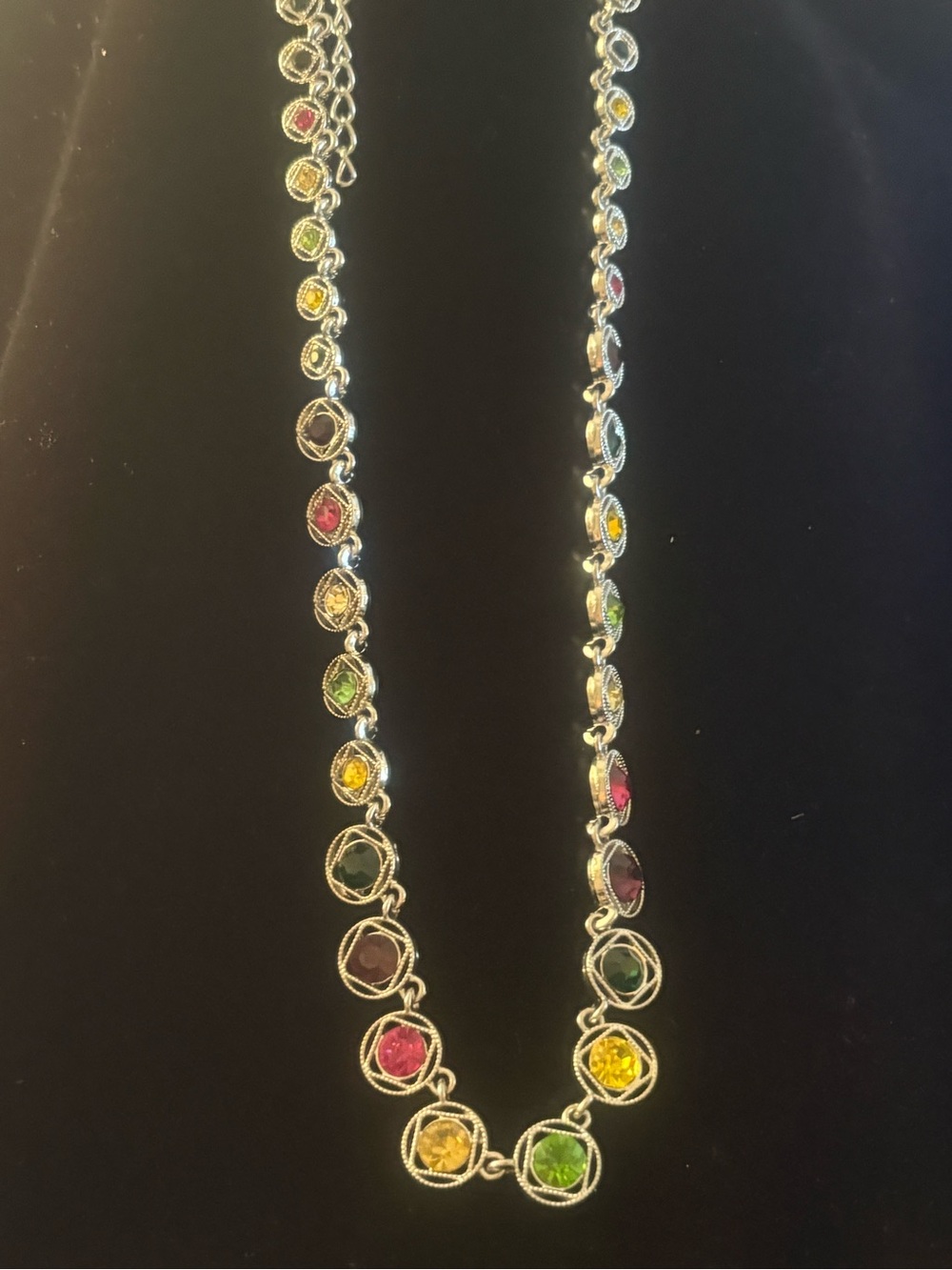 Multicolor Crystal Station Necklace - Women Jewelry